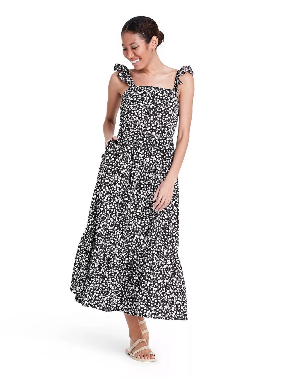 RIXO by Target Black and White Floral Midi Dress